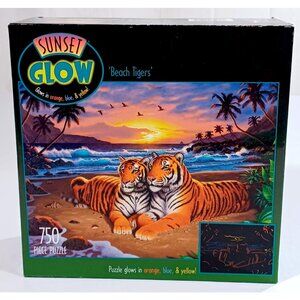 Sunset Glow "Beach Tigers" 750 Piece Jigsaw Puzzle Rare Vintage 2005 Ceaco New!